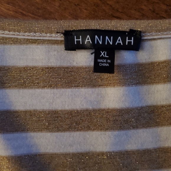 Hannah Gold and Ivory Striped Top Size XL NWT - Picture 4 of 4